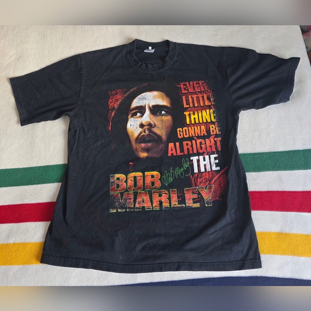 Bob Marley Every Little Thing Gonna Be Alright Graphic Print T-Shirt Men XXL